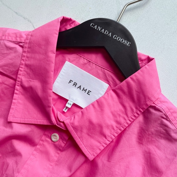 Frame The Oversized Vacation Shirt in Hot Pink Sz M - Picture 12 of 13